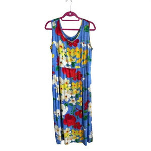 Jams World Hawaii Centerpiece Floral Janice Rayon Tank Midi Dress Size Small